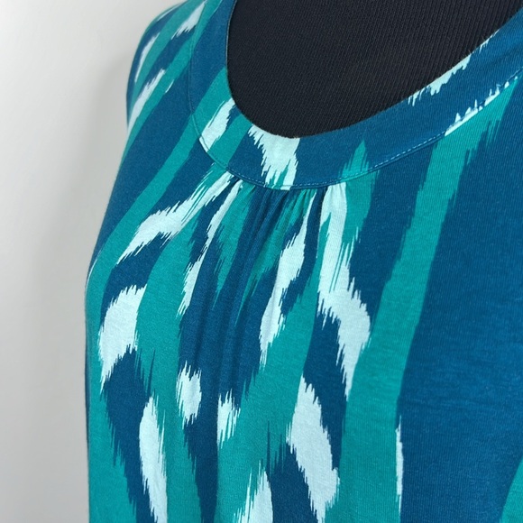 SOFT SURROUNDINGS Isoledad Green/Blue Print Sleveeless Dress S - Picture 4 of 8